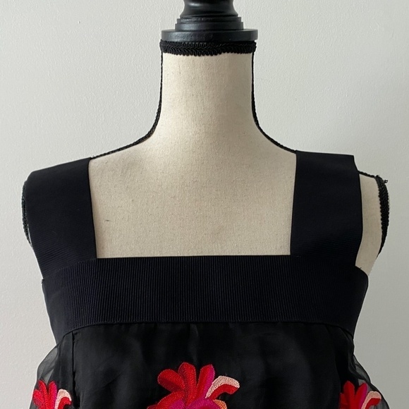 Oscar Carvallo Heart Embroidered Silk Tule Dress 0 - Picture 2 of 7